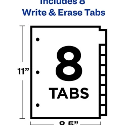 Avery® Big Tab™ Write-On Tab Dividers With Erasable Laminated Tabs, 8-Tab, White
