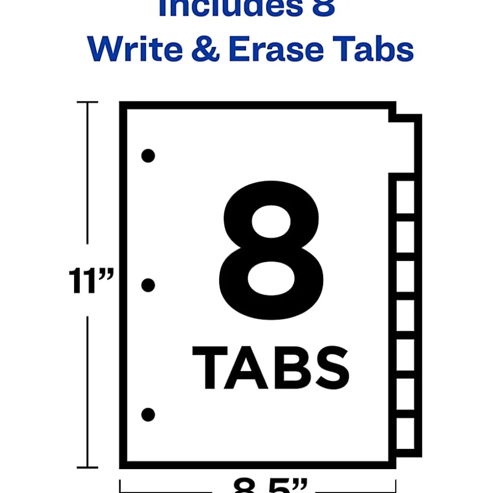 Avery® Big Tab™ Write-On Tab Dividers With Erasable Laminated Tabs, 8-Tab, White