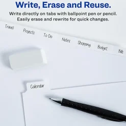 Avery® Big Tab™ Write-On Tab Dividers With Erasable Laminated Tabs, 8-Tab, White