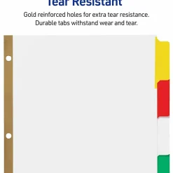 Avery® Big Tab™ Write-On Tab Dividers With Erasable Laminated Tabs, 5-Tab, Multicolor