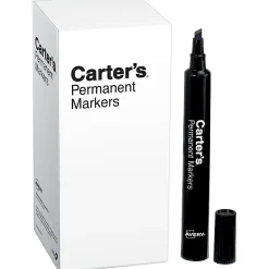 Avery® Carter's® Permanent Markers, Chisel Tip, Large Desk-Style Size, Black, Box Of 12