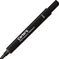 Avery® Carter's® Permanent Markers, Chisel Tip, Large Desk-Style Size, Black, Box Of 12