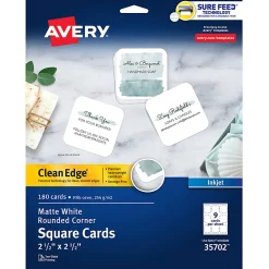 Avery® Clean Edge Inkjet Printable Multipurpose Card, White, 35702