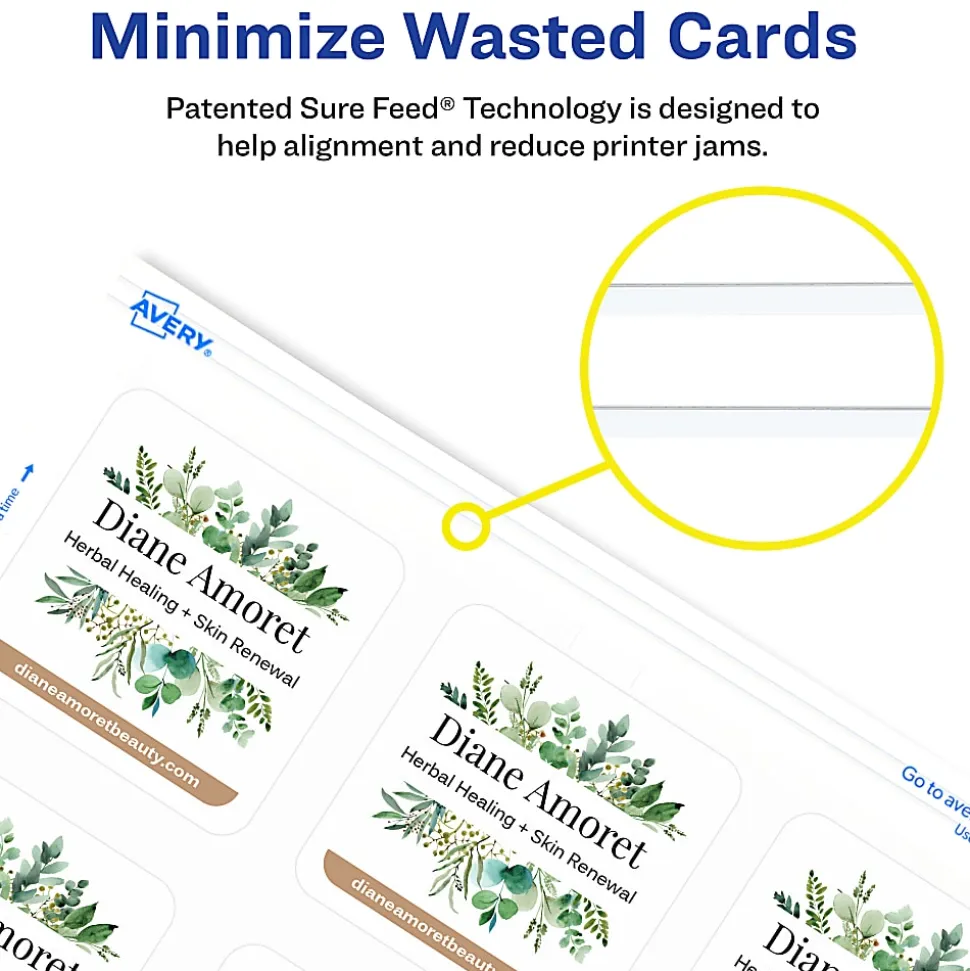 Avery® Clean Edge Laser Printable Multipurpose Card, White, 35703