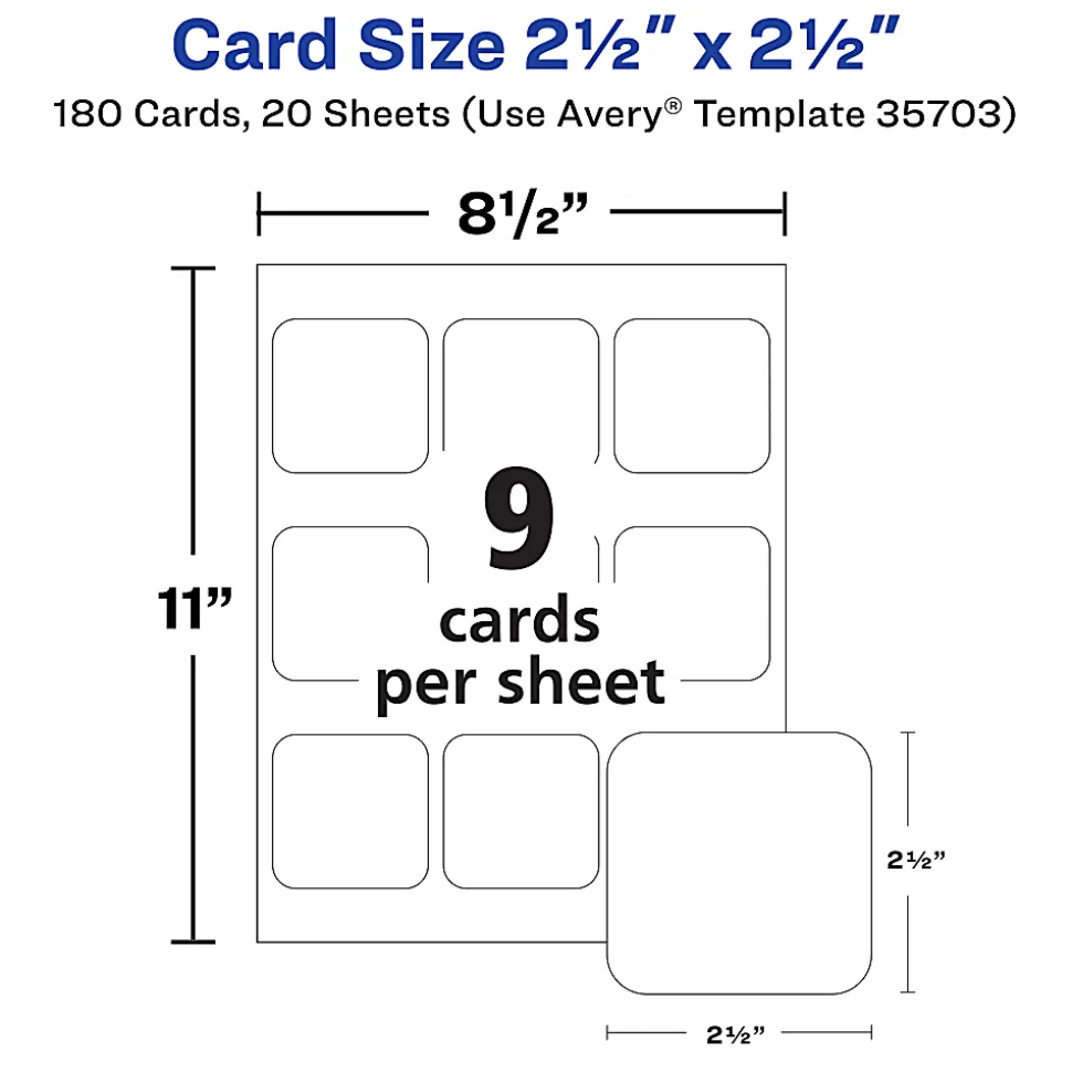 Avery® Clean Edge Laser Printable Multipurpose Card, White, 35703