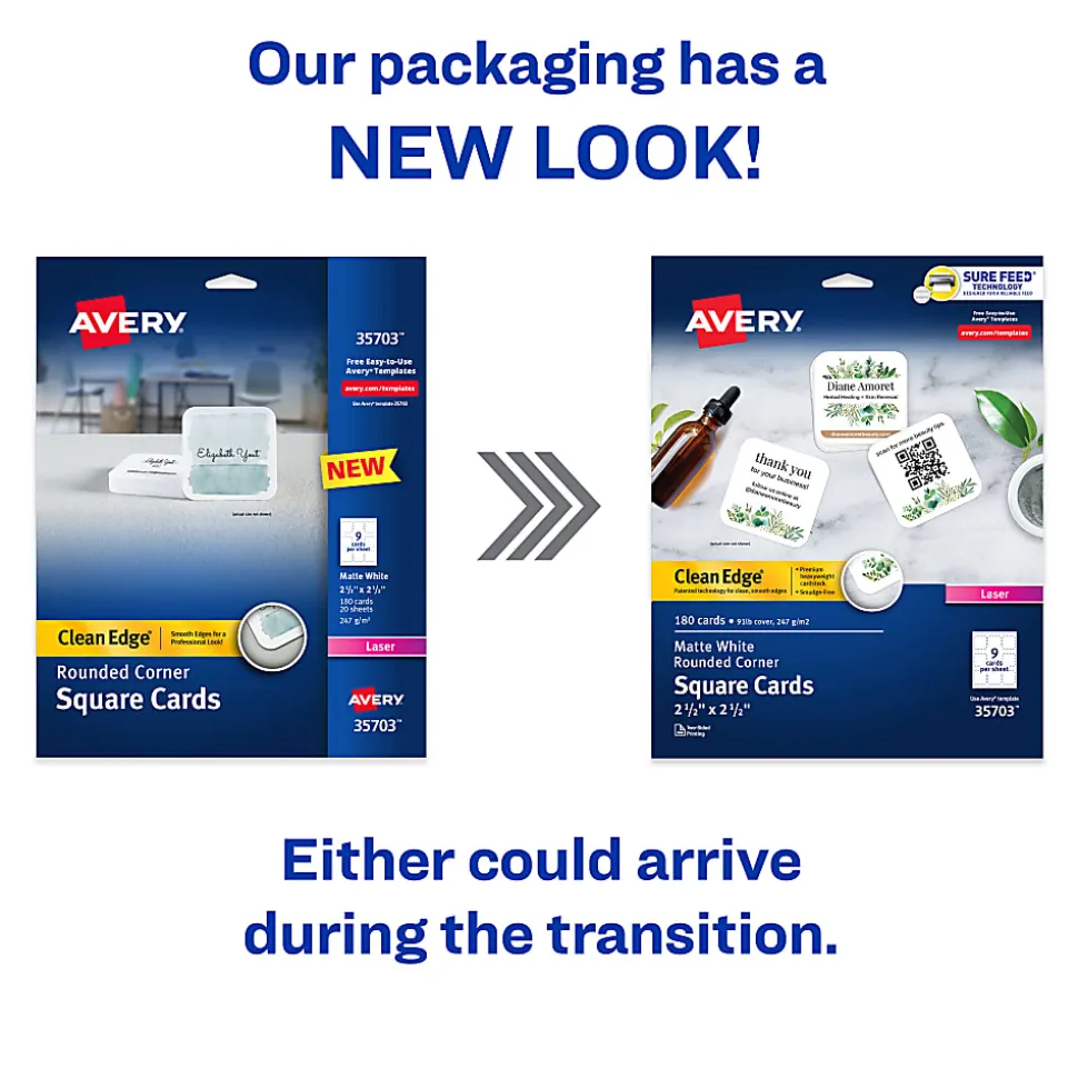 Avery® Clean Edge Laser Printable Multipurpose Card, White, 35703