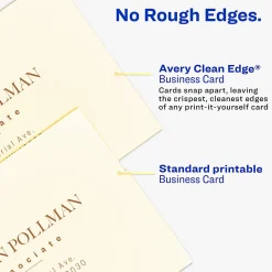 Avery® Clean Edge® Printable Business Cards With Sure Feed® Technology For Laser Printers, 2