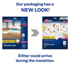 Avery® Clean Edge® Printable Business Cards With Sure Feed® Technology For Laser Printers, 2
