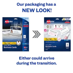 Avery® Clean Edge® Printable Business Cards With Sure Feed® Technology For Laser And Inkjet Printers, 2