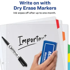 Avery® Clear Easy View Durable Plastic Dividers For 3 Ring Binders, 8-1/2