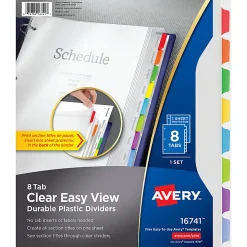Avery® Clear Easy View Durable Plastic Dividers For 3 Ring Binders, 8-1/2