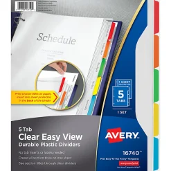 Avery® Clear Easy View Durable Plastic Dividers For 3 Ring Binders, 8-1/2