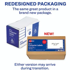 Avery® Continuous Form Permanent Address Labels, 4076, Rectangle, 5" x 2 15/16", White, Box Of 3,000