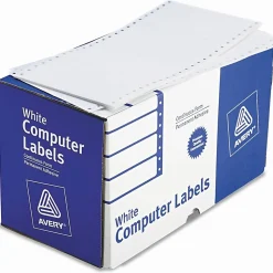 Avery® Continuous Form Permanent Address Labels, 4076, Rectangle, 5" x 2 15/16", White, Box Of 3,000