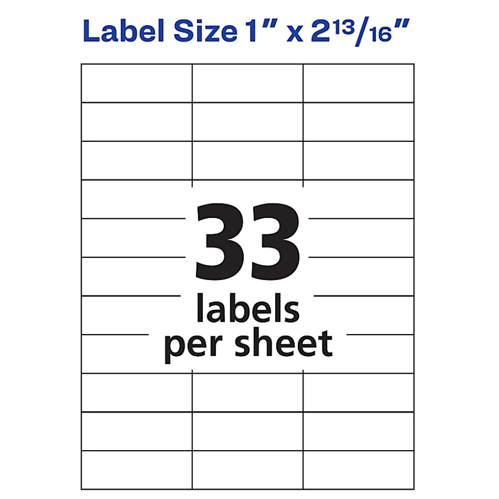 Avery® Copier Permanent Address Labels, 5351, 1" x 2 13/16", White, Pack Of 3,300
