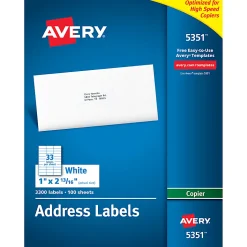 Avery® Copier Permanent Address Labels, 5351, 1