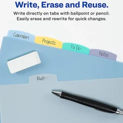 Avery® Corner Lock Write & Erase Plastic Dividers With Expandable Pockets, 9-1/4" x 11-1/4", Multicolor, Set Of 5 Tabs
