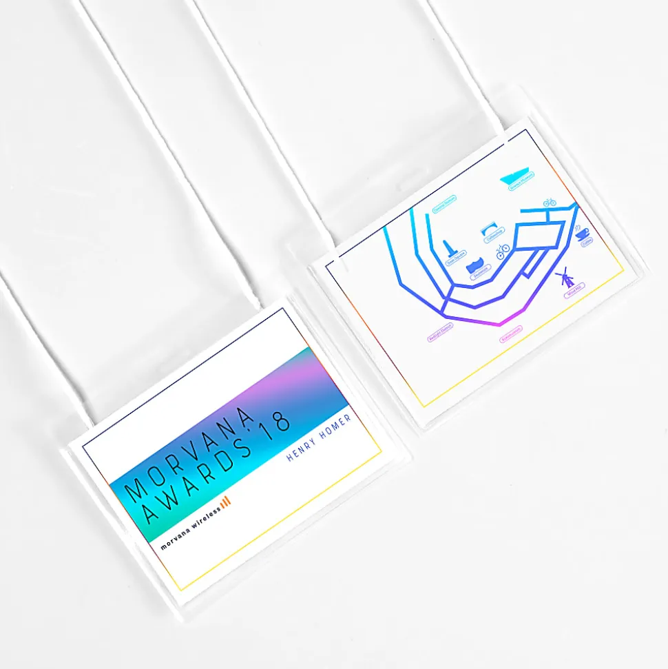 Avery® Customizable Hanging Name Badges, Rectangle, 74459, 3" x 4", Clear Holders With White Inserts, Box Of 100