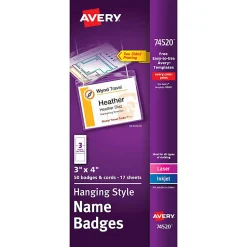 Avery® Customizable Hanging Style Name Badges, 74520, 3