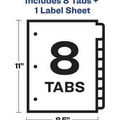 Avery® Customizable Index Maker® Dividers For 3 Ring Binder, Easy Print & Apply Clear Label Strip, 8 Tab, White, 1 Set