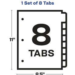 Avery® Customizable Index Maker® Dividers For 3 Ring Binder, Easy Print & Apply Clear Label Strip, 8 Tab, White, 1 Set