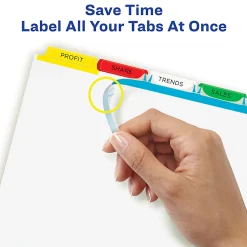 Avery® Customizable Index Maker® Dividers For 3 Ring Binder, Easy Print & Apply Clear Label Strip, 5 Tab, Multicolor, Box Of 25 Sets