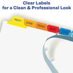 Avery® Customizable Index Maker® Dividers For 3 Ring Binder, Easy Print & Apply Clear Label Strip, 12 Tab, Multicolor, Pack Of 5 Sets