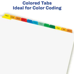 Avery® Customizable Index Maker® Dividers For 3 Ring Binder, Easy Print & Apply Clear Label Strip, 12 Tab, Multicolor, Pack Of 5 Sets