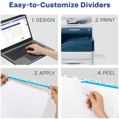 Avery® Customizable Index Maker® Dividers For 3 Ring Binder, Easy Print & Apply Clear Label Strip, 5 Tab, White, Copier, Pack Of 5 Sets