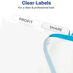 Avery® Customizable Index Maker® Dividers For 3 Ring Binder, Easy Print & Apply Clear Label Strip, 5 Tab, White, Copier, Pack Of 5 Sets