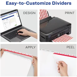 Avery® Customizable Index Maker® Dividers For 3 Ring Binder, Easy Print & Apply Clear Label Strip, 8 Tab, Multicolor, Box Of 25 Sets