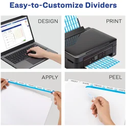 Avery® Customizable Index Maker® Dividers for 3 Ring Binder, Easy Print & Apply Clear Label Strip, 5 Tab, White, Box Of 50 Sets