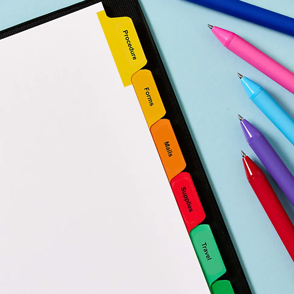 Avery® Customizable Index Maker® Dividers For 3 Ring Binder, Easy Print & Apply Clear Label Strip, 8 Tab, Multicolor, Pack Of 5 Sets