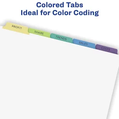 Avery® Customizable Index Maker® Dividers For 3 Ring Binder, Easy Print & Apply Clear Label Strip, 5 Tab, Pastel Tabs, Pack Of 5 Sets