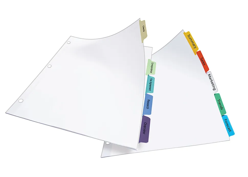 Avery® Customizable Index Maker® Dividers For 3 Ring Binder, Easy Print & Apply Clear Label Strip, 5 Tab, Pastel Tabs, Pack Of 5 Sets
