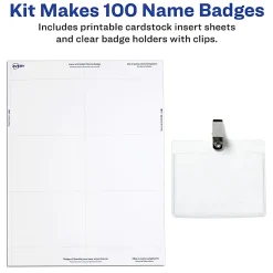 Avery® Customizable Name Badges With Clips, Rectangle, 74461, 2-1/4