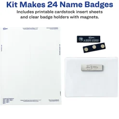 Avery® Customizable Name Badges With Magnets, Rectangle, 8780, 3" x 4", White, Pack Of 24