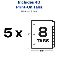 Avery® Customizable Print-On™ Dividers, 8 1/2