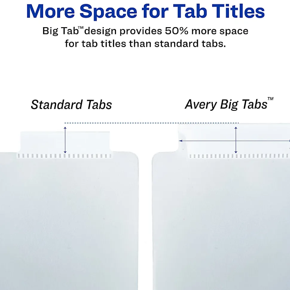 Avery® Dividers for 3 Ring Binders, 8-Tab Binder Dividers, Plastic Binder Dividers with Pockets, 1 Set (07709)