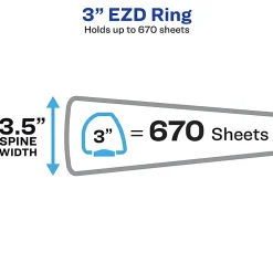 Avery® Durable Clear View 3 Ring Binders, 3 Inch EZD® Rings, White, 1 Binder