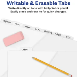 Avery® Durable Plastic 8-Tab Write & Erase Dividers For 3 Ring Binders With Slash Pocket, 9-1/4