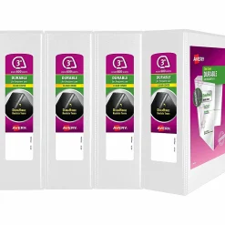 Avery® Durable Slant D-Ring View Binders, 3" Slant Rings, 36% Recycled, White, Pack Of 4 Binders