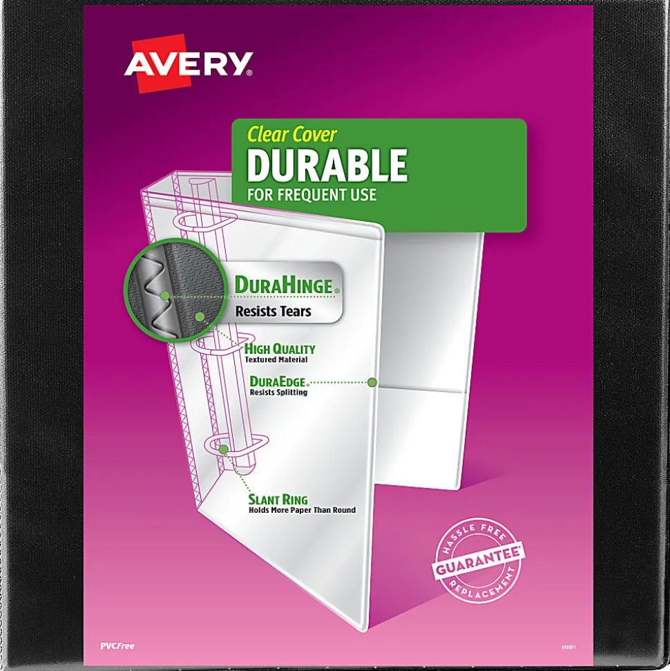 Avery® Durable View 3-Ring Binder, 2" Slant Rings, Black