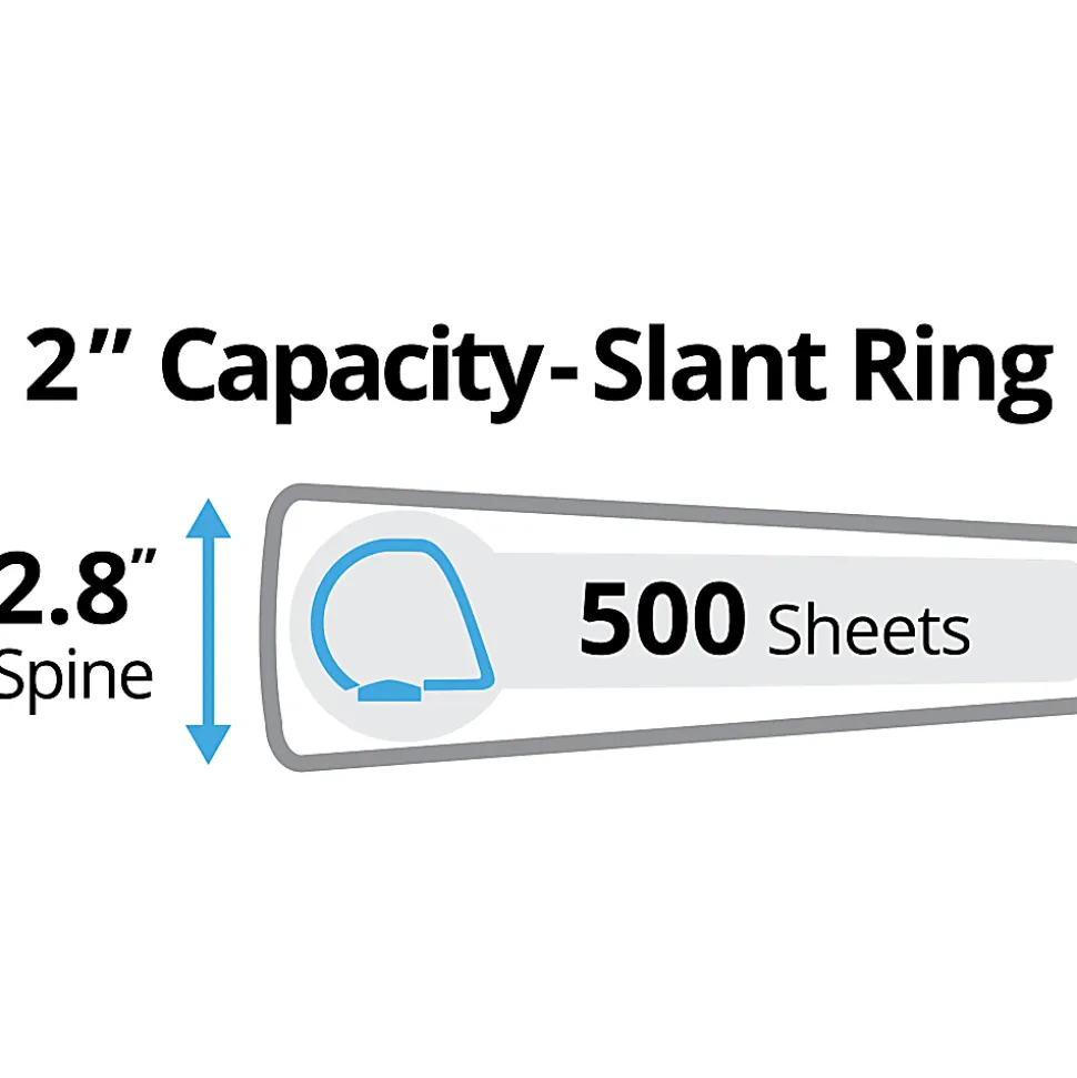 Avery® Durable View 3 Ring Binder, 2" Slant Rings, White, Pack Of 6