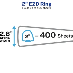 Avery® Durable View 3 Ring Binders, 2 Inch EZD® Rings, White, 1 Binder