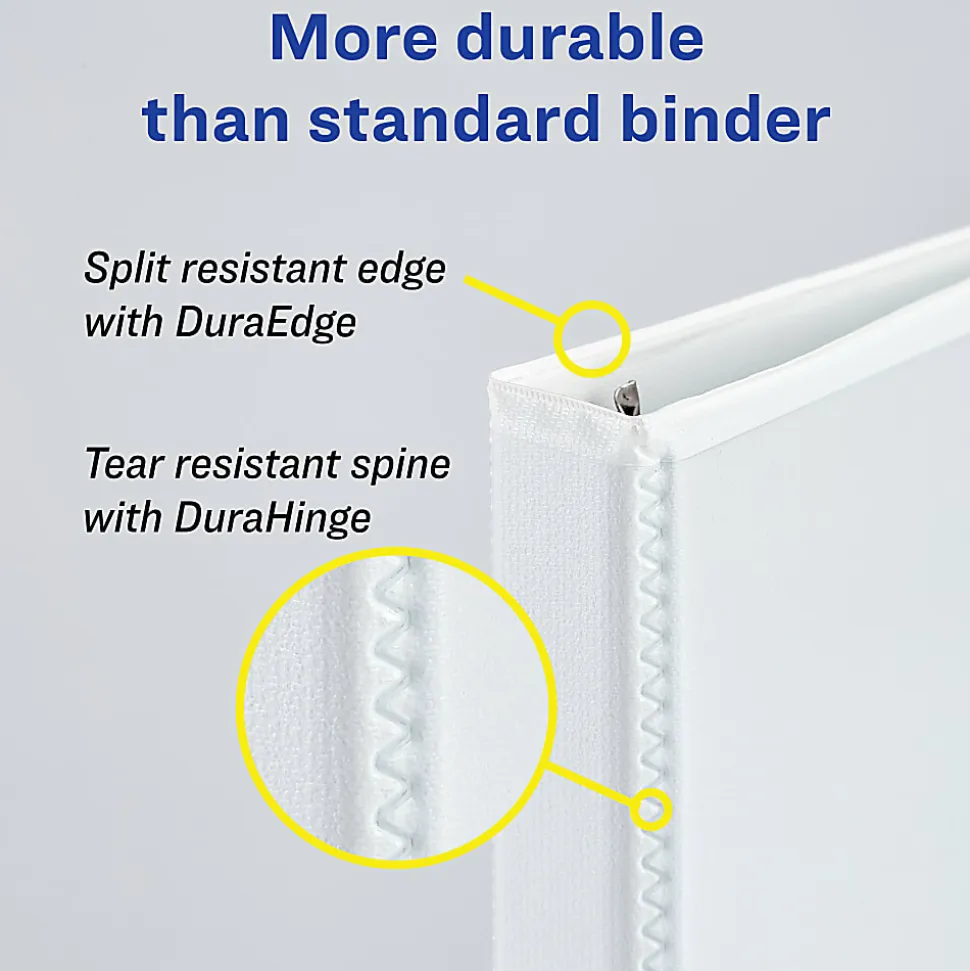 Avery® Durable View 3 Ring Binder, 4" EZD® Rings, White, 6 Binders