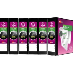 Avery® Durable View 3-Ring Binder, 2" Slant Rings, Black, Pack Of 6