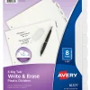 Avery® Durable Write-On Plastic Dividers With Erasable Tabs, 8 1/2" x 11", White, 8 Tabs