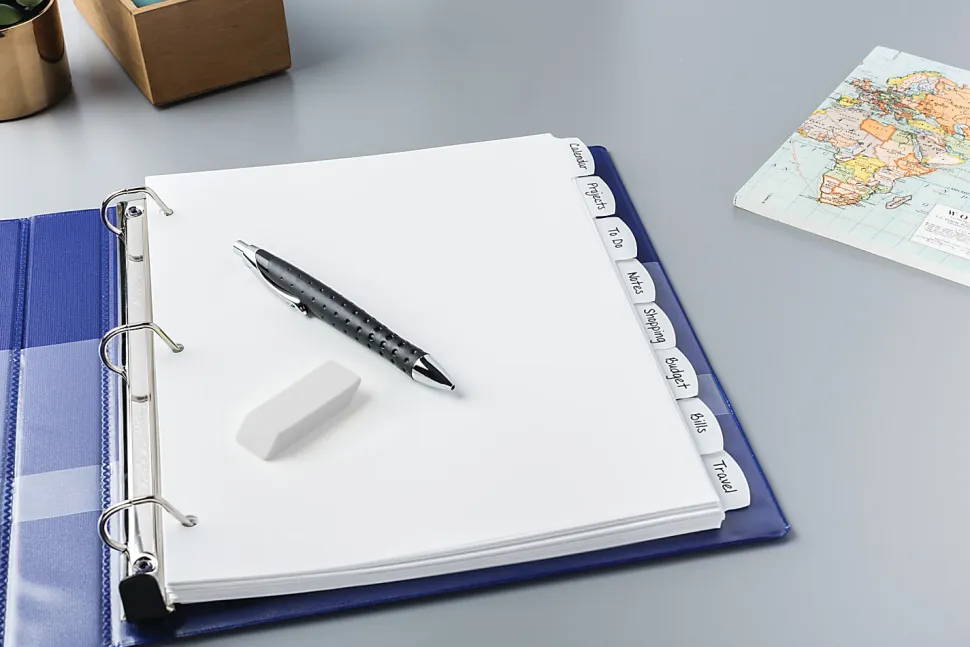 Avery® Durable Write-On Plastic Dividers With Erasable Tabs, 8 1/2" x 11", White, 8 Tabs