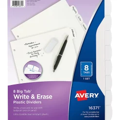 Avery® Durable Write-On Plastic Dividers With Erasable Tabs, 8 1/2